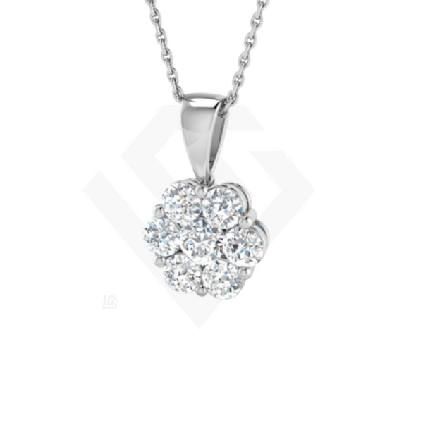 1.00ct Lab-Grown Diamond Floral Cluster Pendant in 9ct White Gold