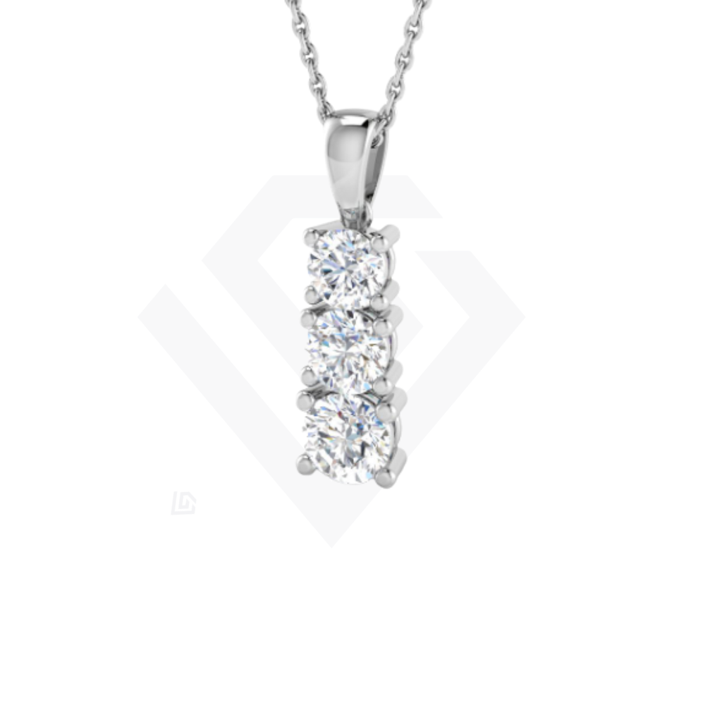 1ct Lab-Grown Diamond Three-Stone Pendant in 9ct White Gold