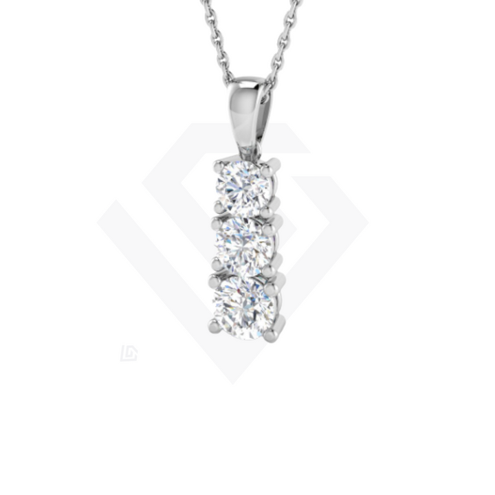 1ct Lab-Grown Diamond Three-Stone Pendant in 9ct White Gold