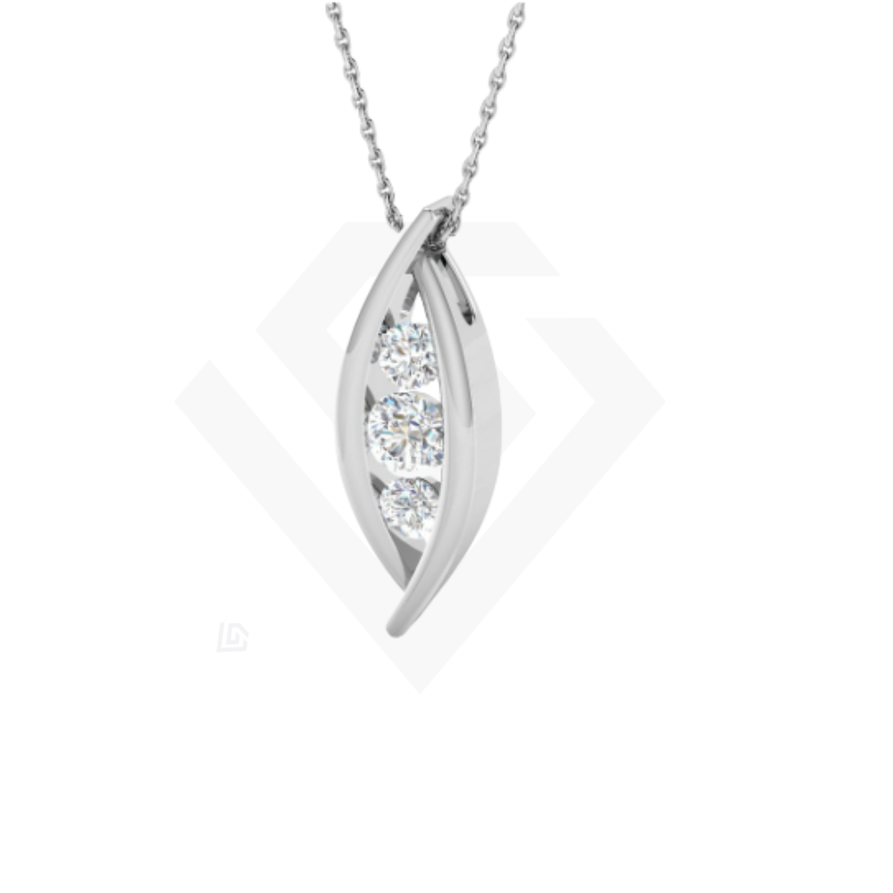 0.65ct Lab-Grown Diamond Three-Stone Pendant in 9ct White Gold