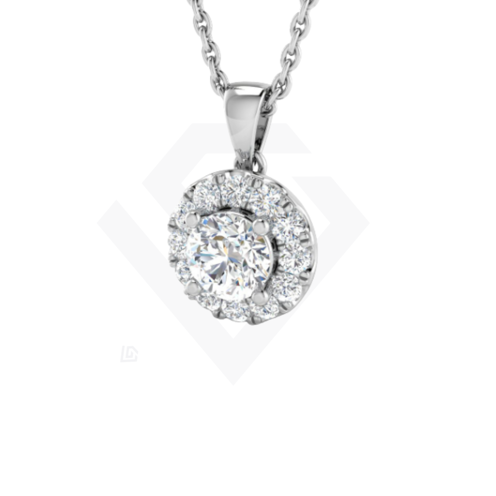 0.5ct Lab-Grown Diamond Halo Pendant in 9ct White Gold