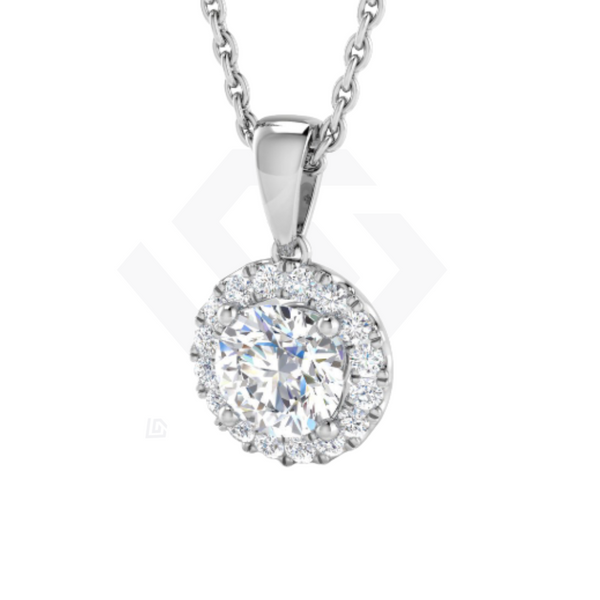 0.6ct Lab Grown Diamond Halo Pendant in 18ct White Gold