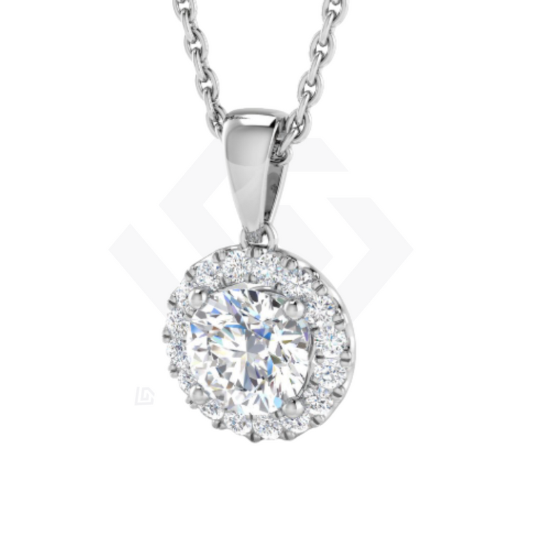 0.61ct Lab Grown Diamond Halo Pendant in 9ct White Gold