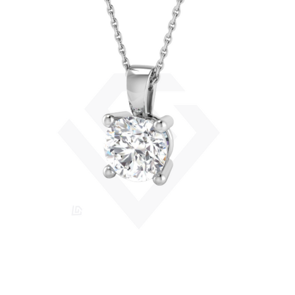 1.0ct Lab Grown Diamond Solitaire Pendant in 18ct White Gold with Chain