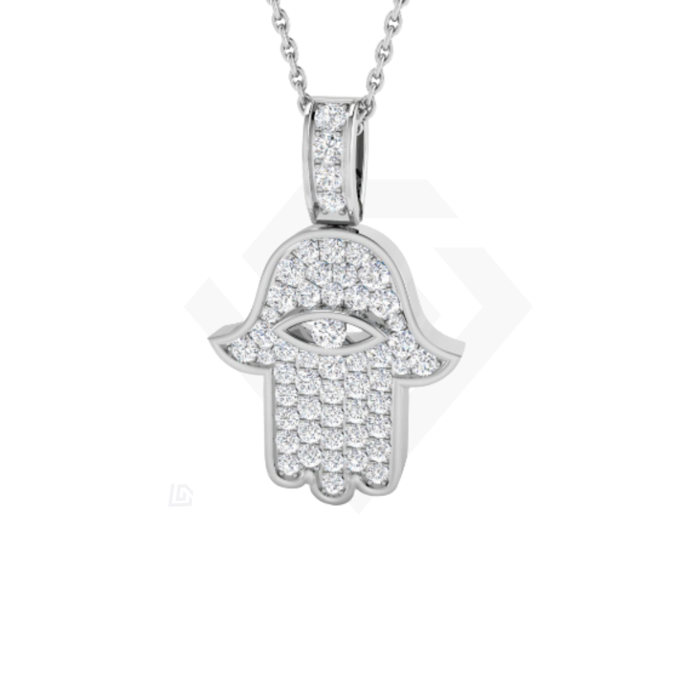 0.6ct Lab Grown Diamond Hamsa Pendant in 9ct White Gold