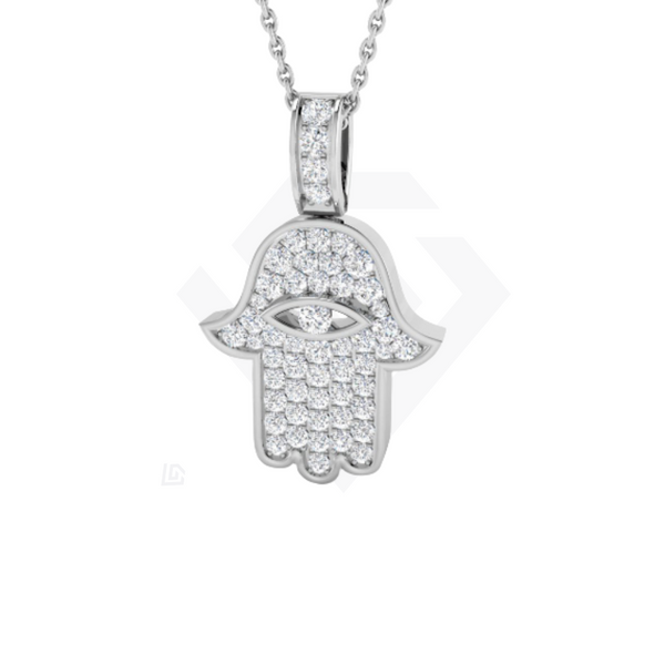 0.6ct Lab Grown Diamond Hamsa Pendant in 9ct White Gold