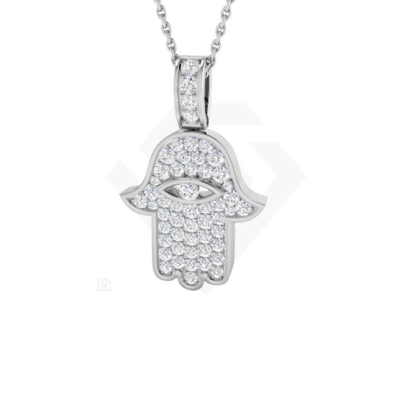 0.6ct Lab Grown Diamond Hamsa Pendant in 9ct White Gold