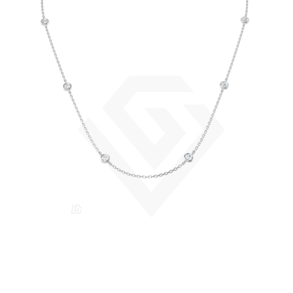 0.80ct Lab Grown Diamond Station Necklace in 9ct White Gold