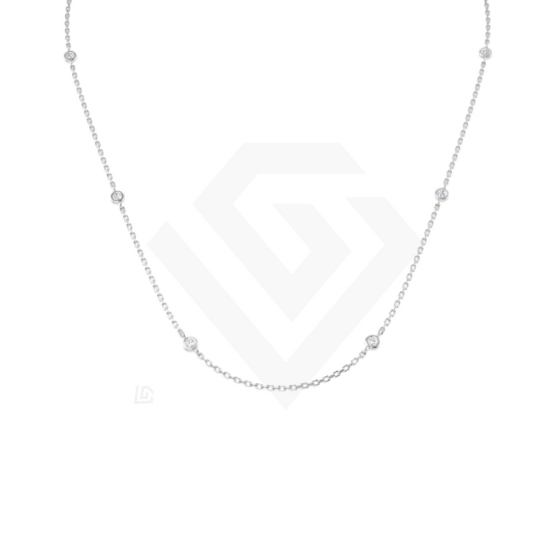 1.5ct Lab Grown Diamond Station Pendant Necklace in 9ct White Gold