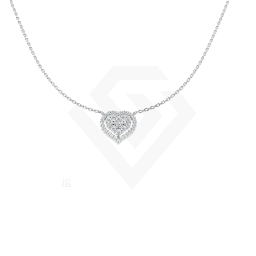 0.54ct Lab Grown Diamond Double Heart Pendant Necklace in 9ct White Gold