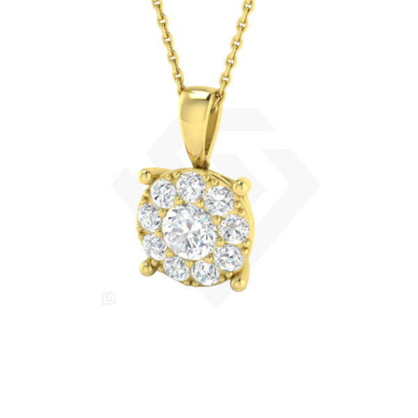 1.07ct Lab Diamond Halo Pendant in 9k Yellow Gold