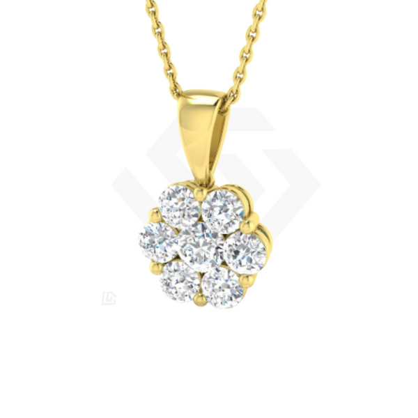 1ct Lab Diamond Cluster Pendant in 9k Yellow Gold