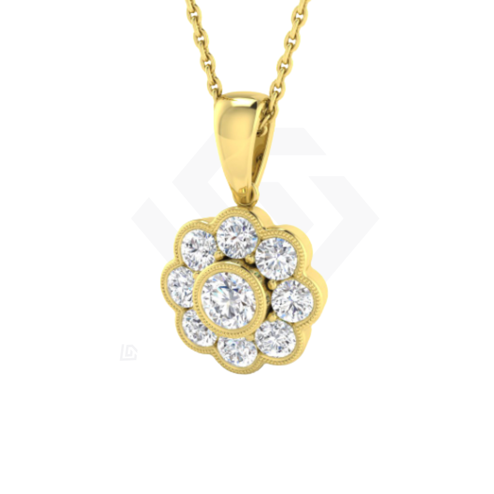 1.03ct Lab Diamond Floral Cluster Pendant in 9k Yellow Gold