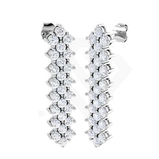 3ct Triple Row Lab Diamond Style Drop Earrings in 9ct White Gold