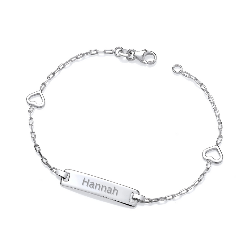 Sterling Silver 925 Ladies Paperclip Heart ID Bracelet