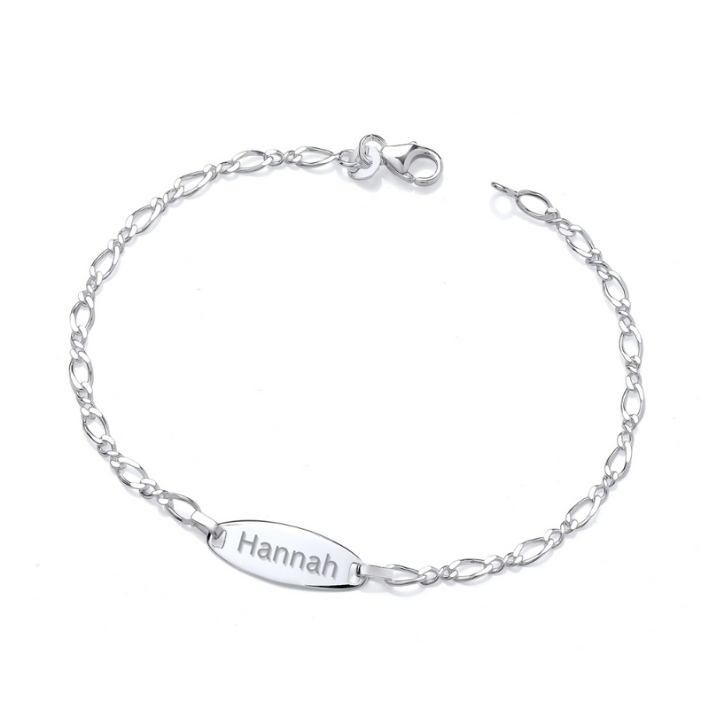 Sterling Silver 925 Ladies Figaro ID Bracelet with free personalisation