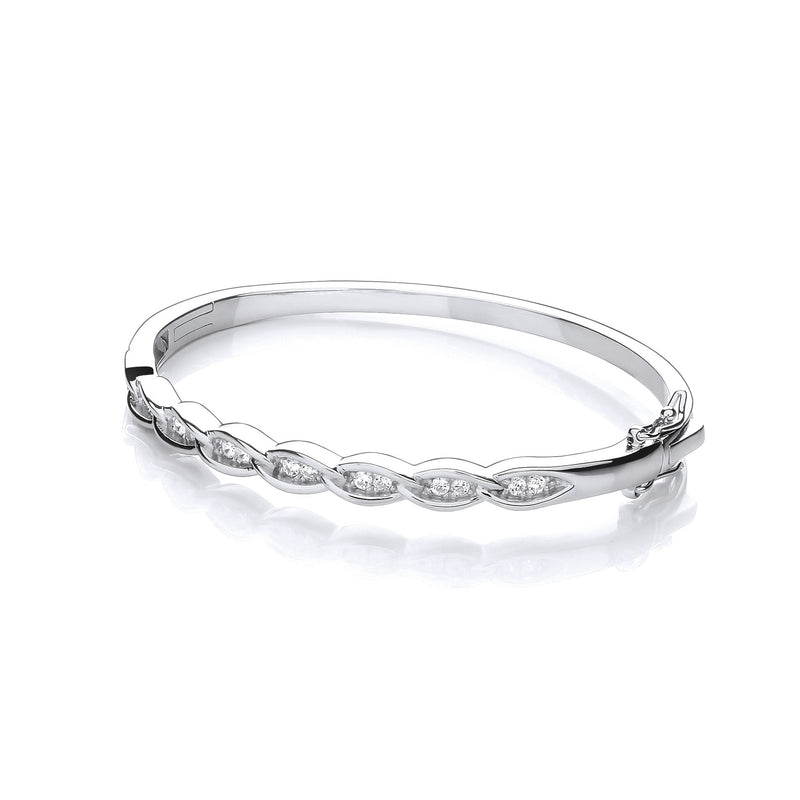 Silver Curb Link Bangle with Cubic Zirconia