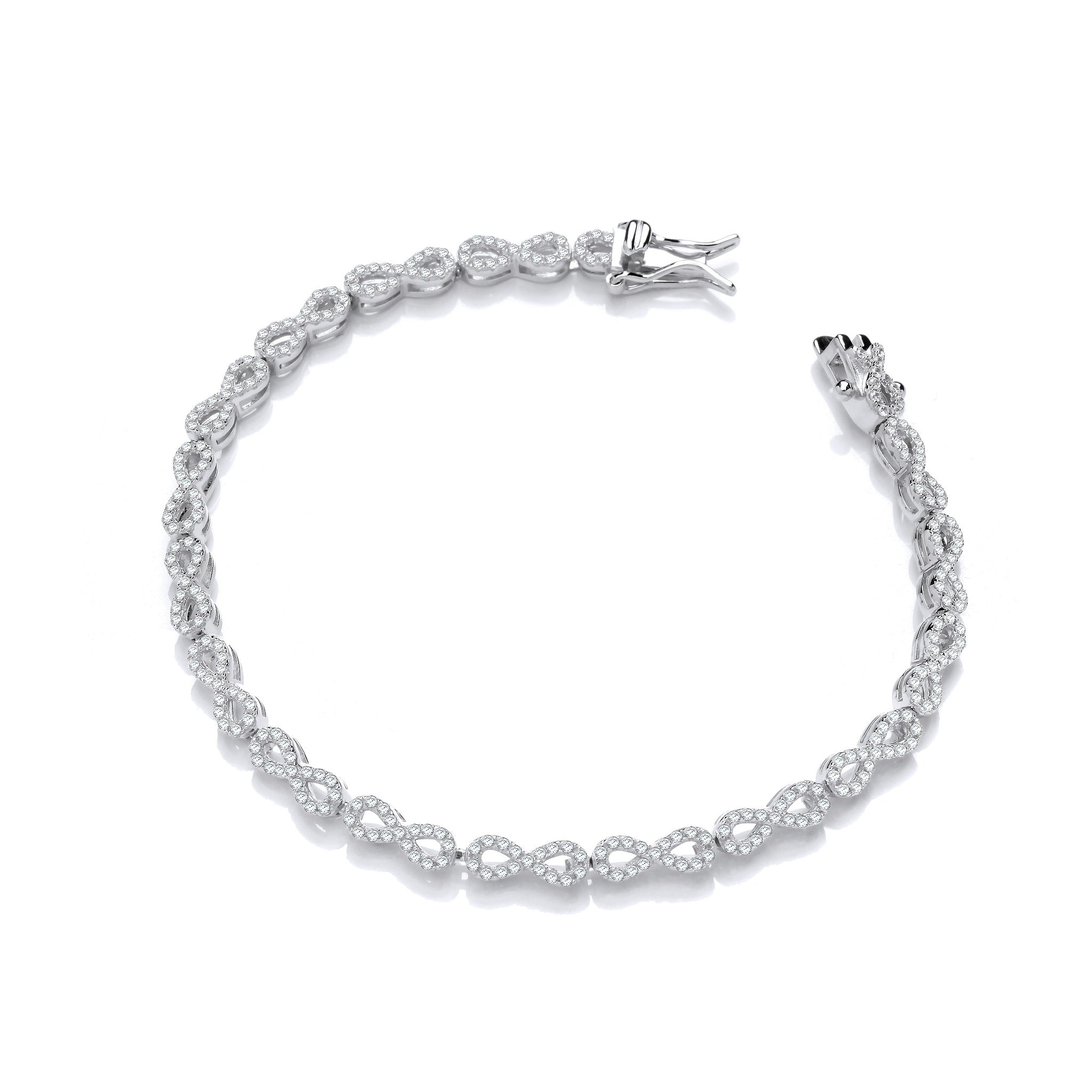 Sterling Silver Infinity Tennis Cubic Zirconia Bracelet