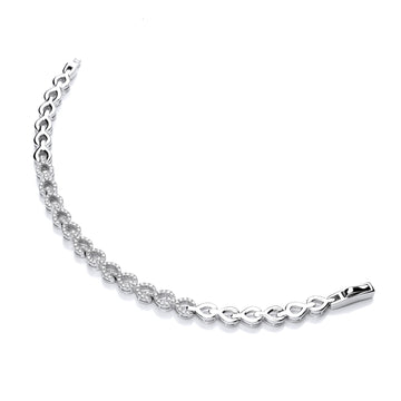 Sterling Silver Teardrop Link Ladies Cubic Zirconia Bracelet