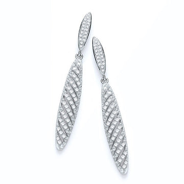 Sterling Silver Micro Pavé Long Fancy Drop Earrings
