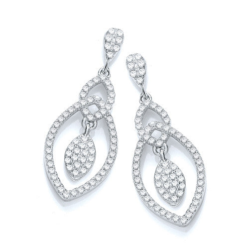 Sterling Silver Micro Pavé Teardrop Fancy Cubic Zirconia Earrings