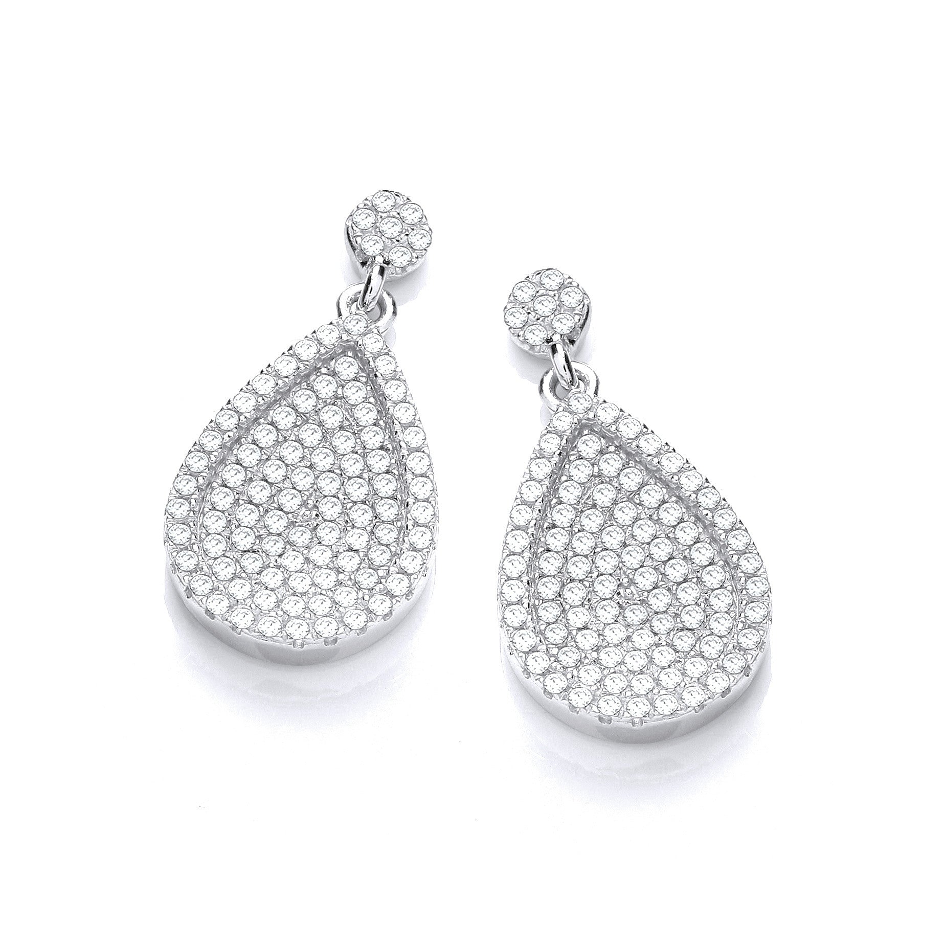 Sterling Silver Micro Pavé Pear Shape Cubic Zirconia Drop Earrings