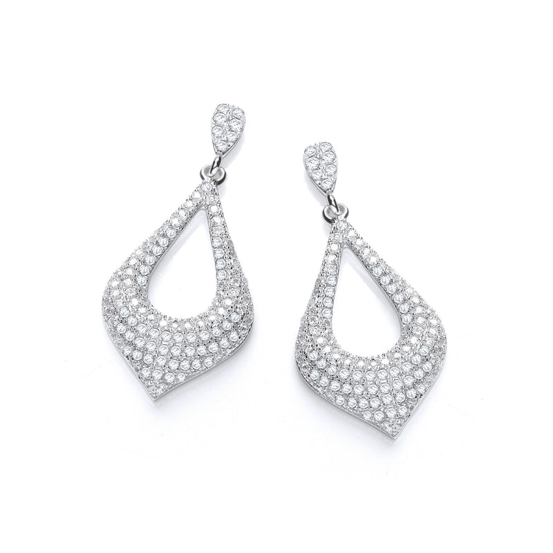 Sterling Silver Micro Pavé Fancy Teardrop Cubic Zirconia Earrings