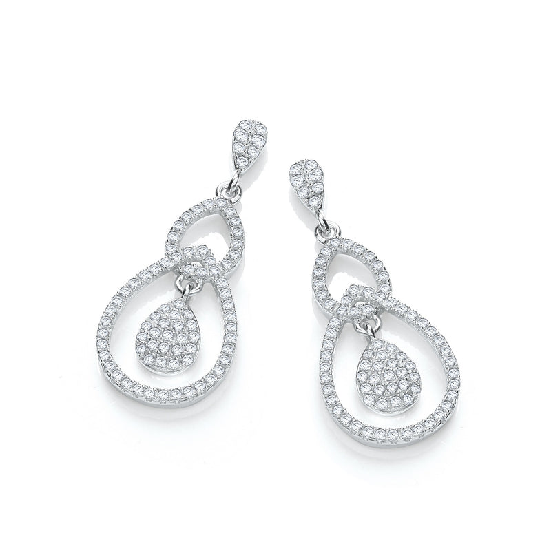 Sterling Silver Micro Pavé Fancy Drop Cubic Zirconia Earrings