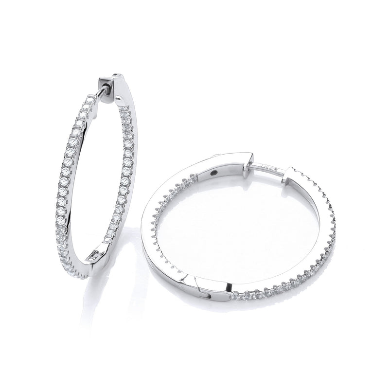 Sterling Silver Micro Pavé Round Hoop Cubic Zirconia Earrings