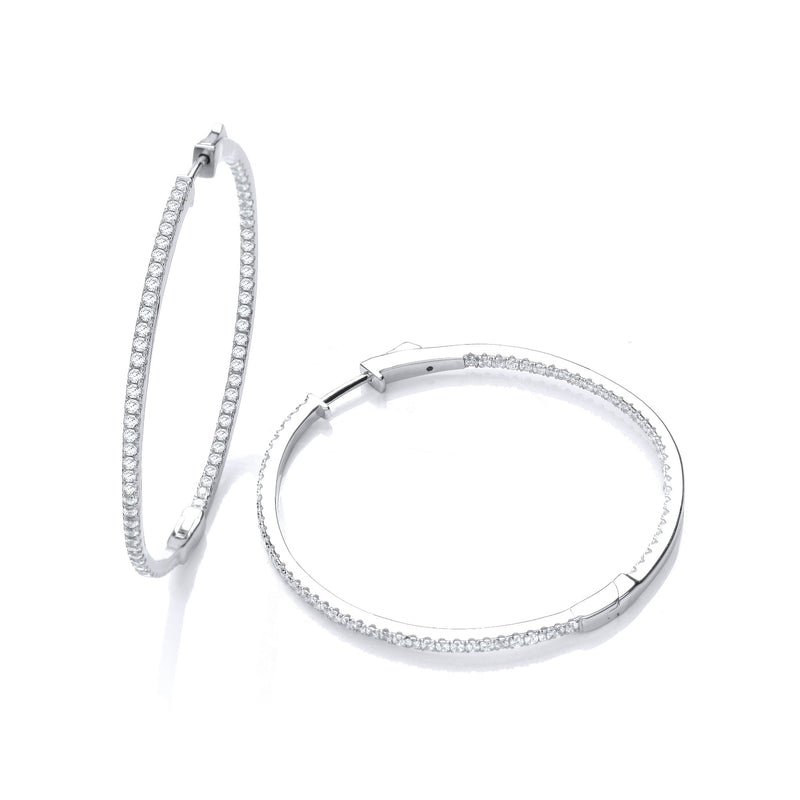 Micro Pave' Oval Hoop Cz Earrings