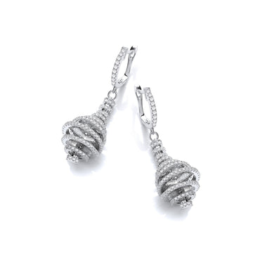 Sterling Silver Micro Pavé Layered Pear-Shaped Cubic Zirconia Earrings