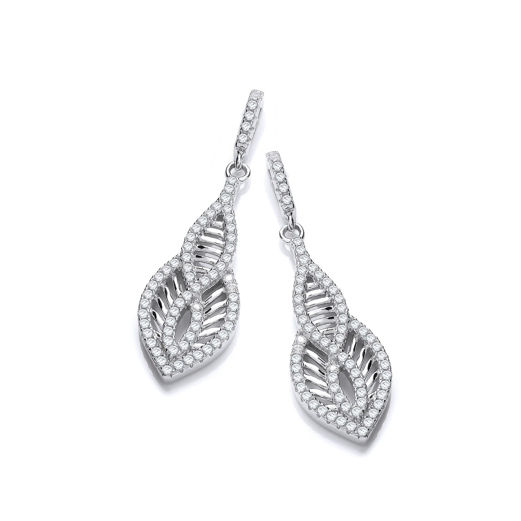 Sterling Silver Micro Pavé Teardrop Cubic Zirconia Earrings