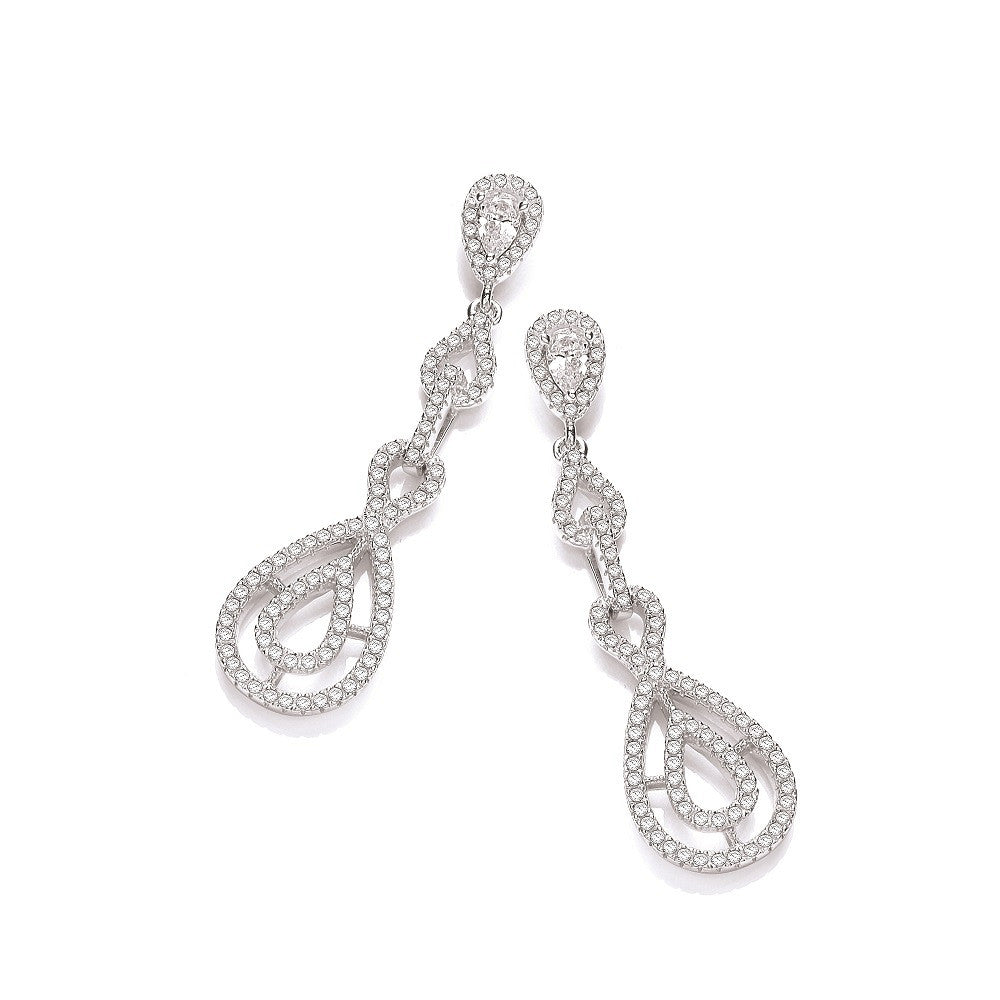 Sterling Silver Micro Pavé Fancy Drop Cubic Zirconia Earrings