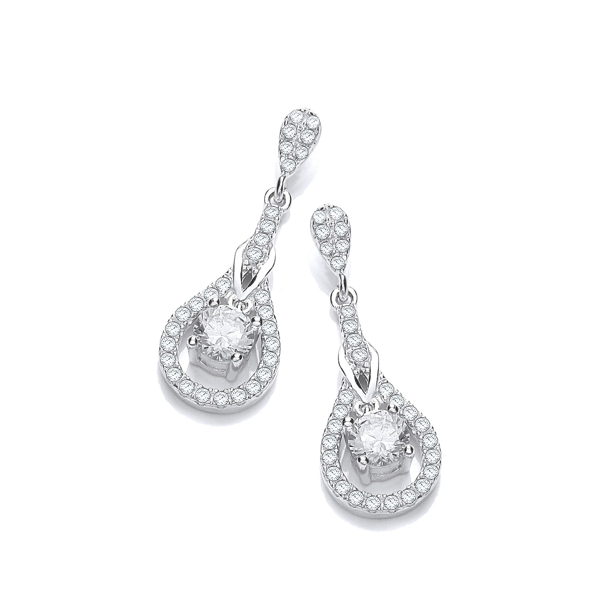 Sterling Silver Micro Pavé Teardrop Cubic Zirconia Earrings
