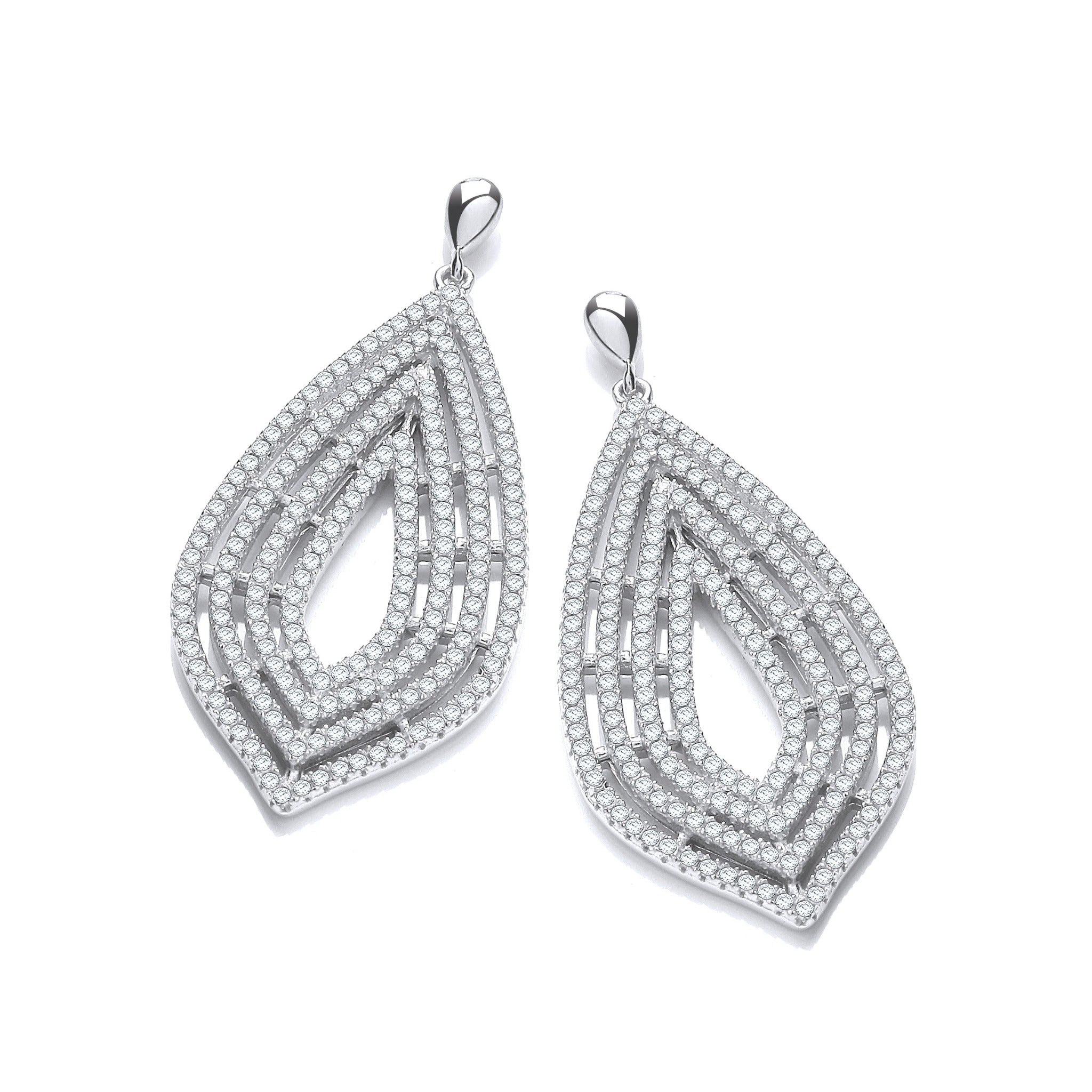 Sterling Silver Micro Pavé Large Drop Cubic Zirconia Earrings
