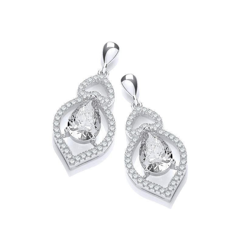 Sterling Silver Micro Pavé Tear Drop Cubic Zirconia Earrings