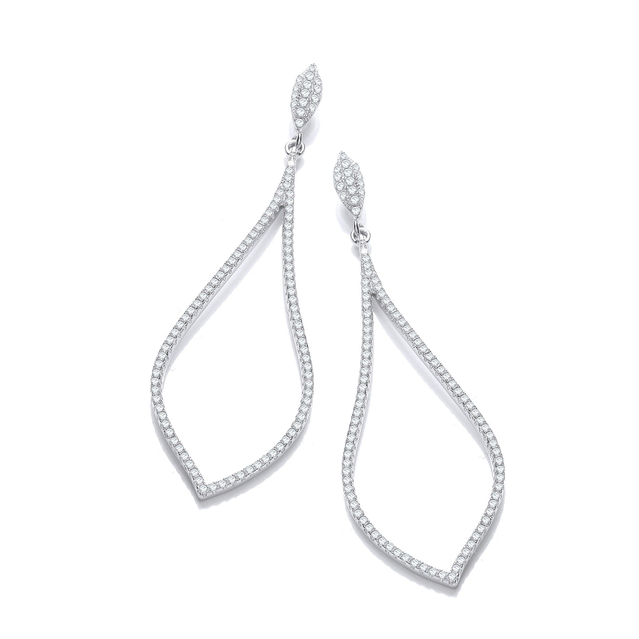 Sterling Silver Micro Pavé Long Teardrop Cubic Zirconia Earrings