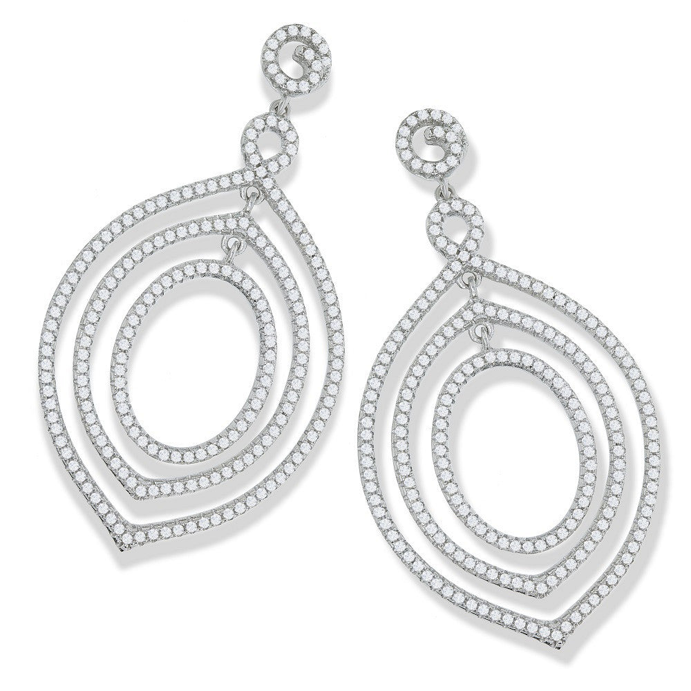 Sterling Silver Micro Pavé Fancy Drop Cubic Zirconia Earrings