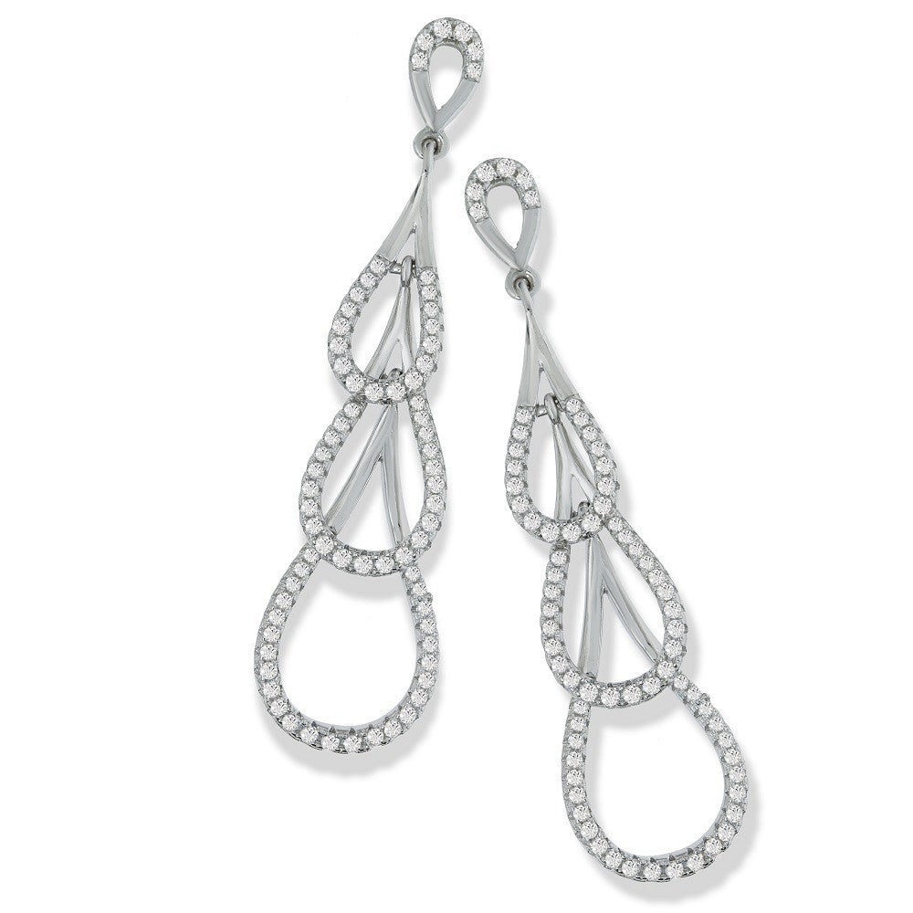 Sterling Silver Micro Pavé Step Down Cubic Zirconia Drop Earrings