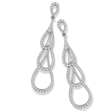 Sterling Silver Micro Pavé Step Down Cubic Zirconia Drop Earrings