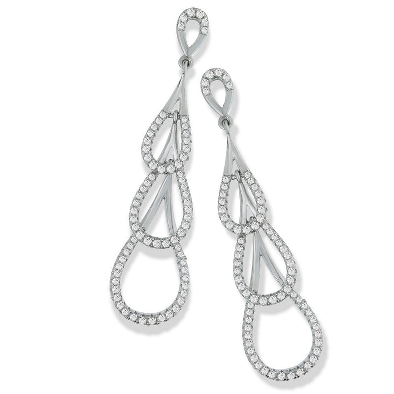 Sterling Silver Micro Pavé Step Down Cubic Zirconia Drop Earrings