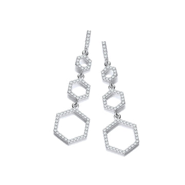 Sterling Silver Honeycomb Style Cubic Zirconia Earrings