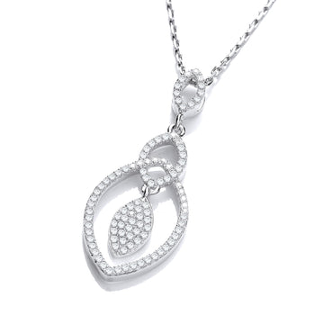 Silver Micro Pavé Teardrop Cubic Zirconia Pendant with 18" Chain