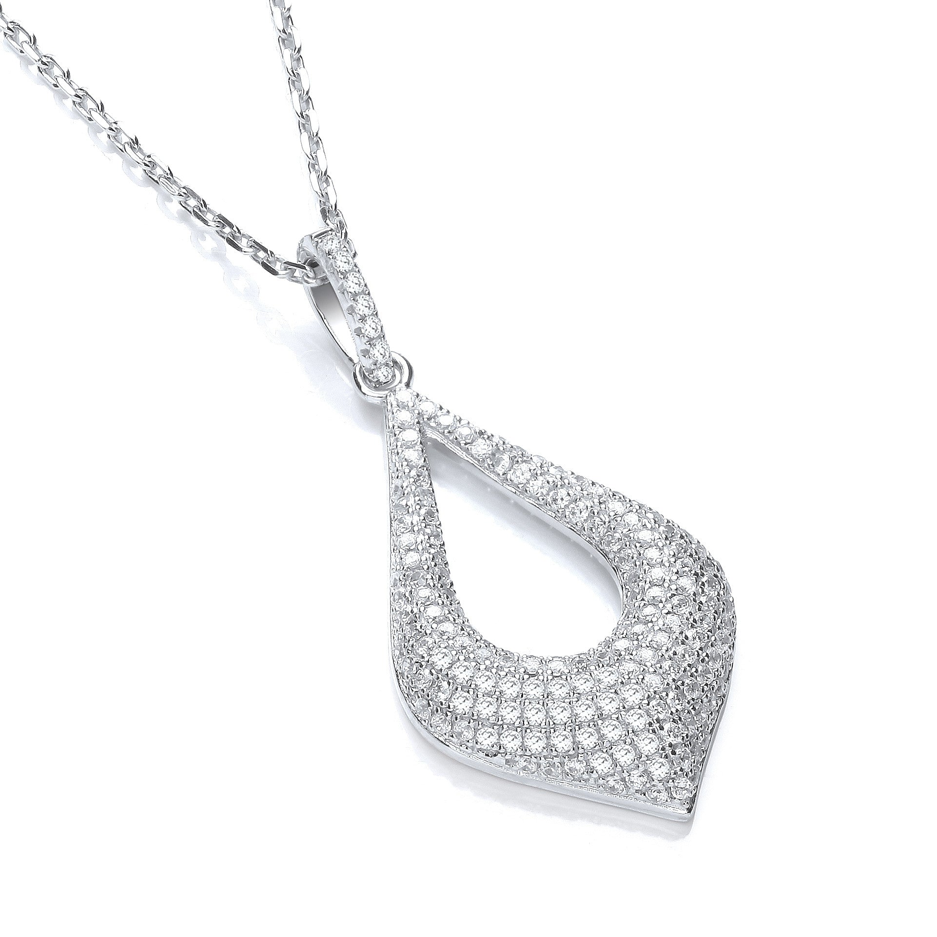 Silver Micro Pavé Fancy Cubic Zirconia Pendant with 18" Chain