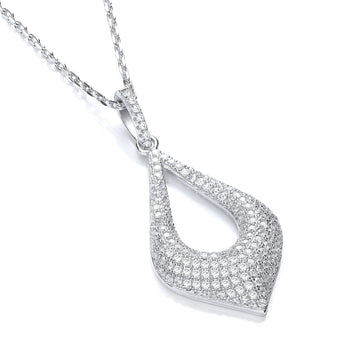 Silver Micro Pavé Fancy Cubic Zirconia Pendant with 18" Chain