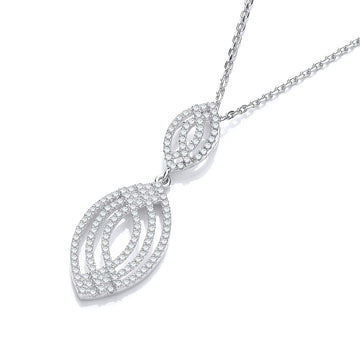 Silver Micro Pavé Fancy Cubic Zirconia Pendant with 18" Chain