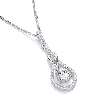 Silver Micro Pavé Teardrop Cubic Zirconia Pendant with 18" Chain