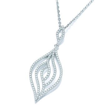 Silver Micro Pavé Leaf Cubic Zirconia Pendant with 18" Chain