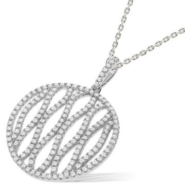 Silver Micro Pavé Round Fancy Cubic Zirconia Pendant with 18" Chain