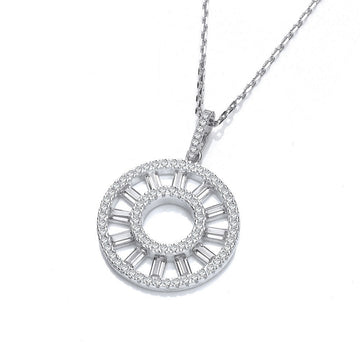 Silver Circle of Life Round & Baguette Cubic Zirconia Pendant